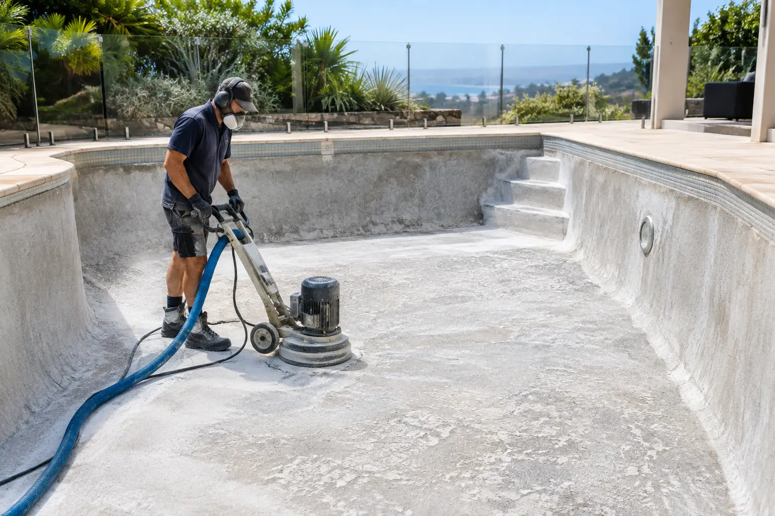 Acid Etch Concrete Pool Surfaces Before Painting